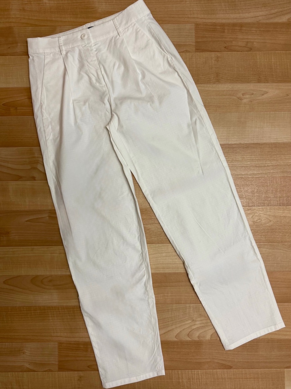 J.Crew White Pleated Trousers Button Pockets Size 0